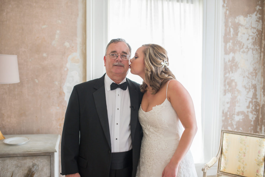 illges house wedding, bride's first look with her dad