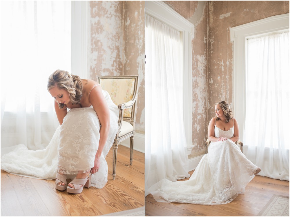 illges house wedding, bride sitting in chair by window