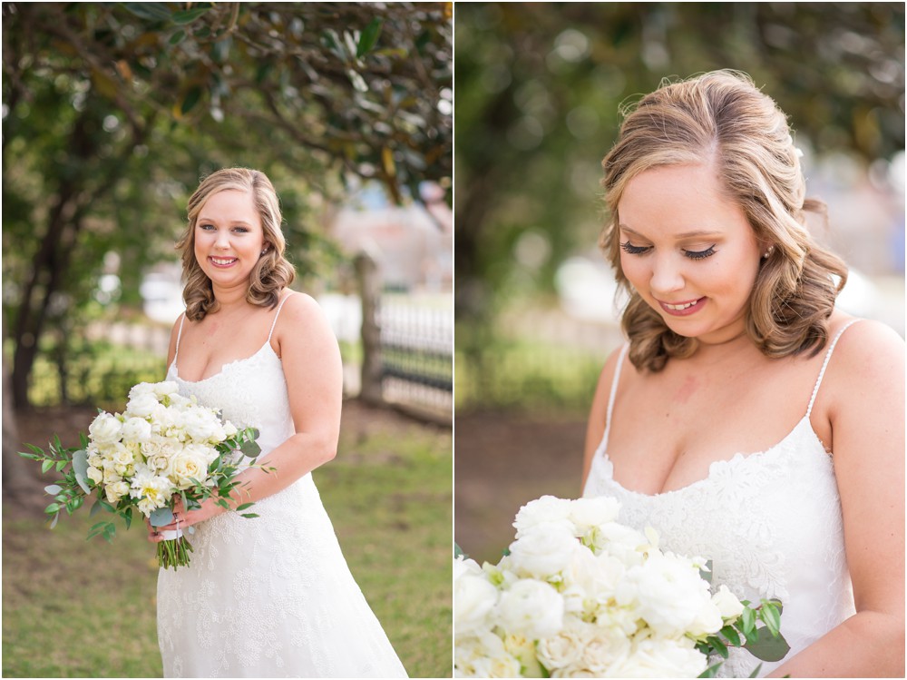 illges house wedding, outdoor spring bridal portrait with bouquet