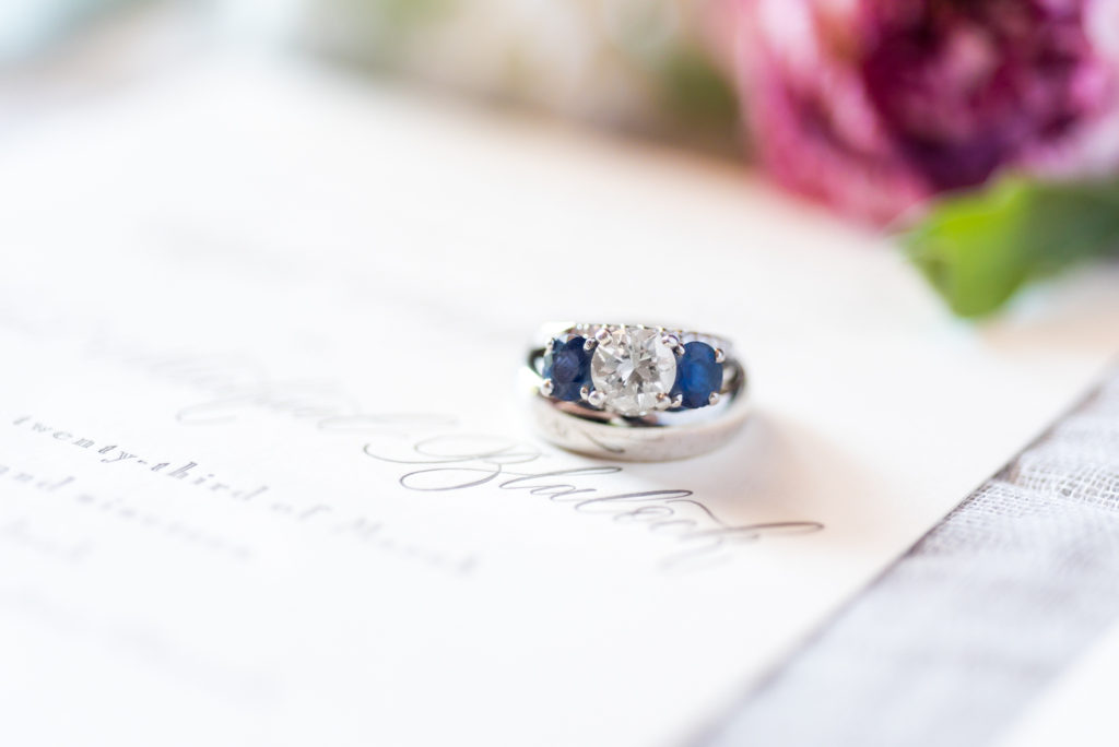 columbus georgia wedding photographer engagement ring with diamonds and sapphires