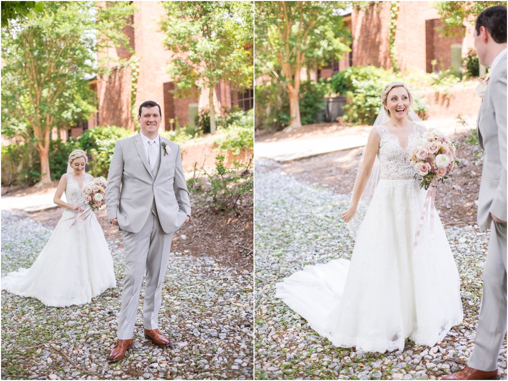 rivermill wedding photos first look bride and groom