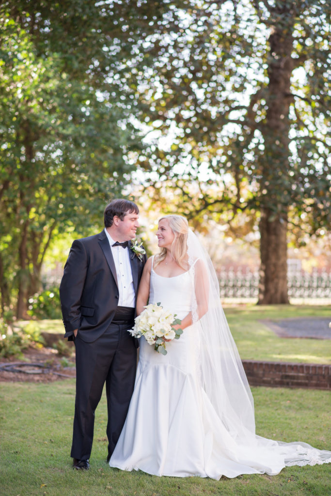 bride and groom at illges house wedding in columbus, ga by eliza morrill photography