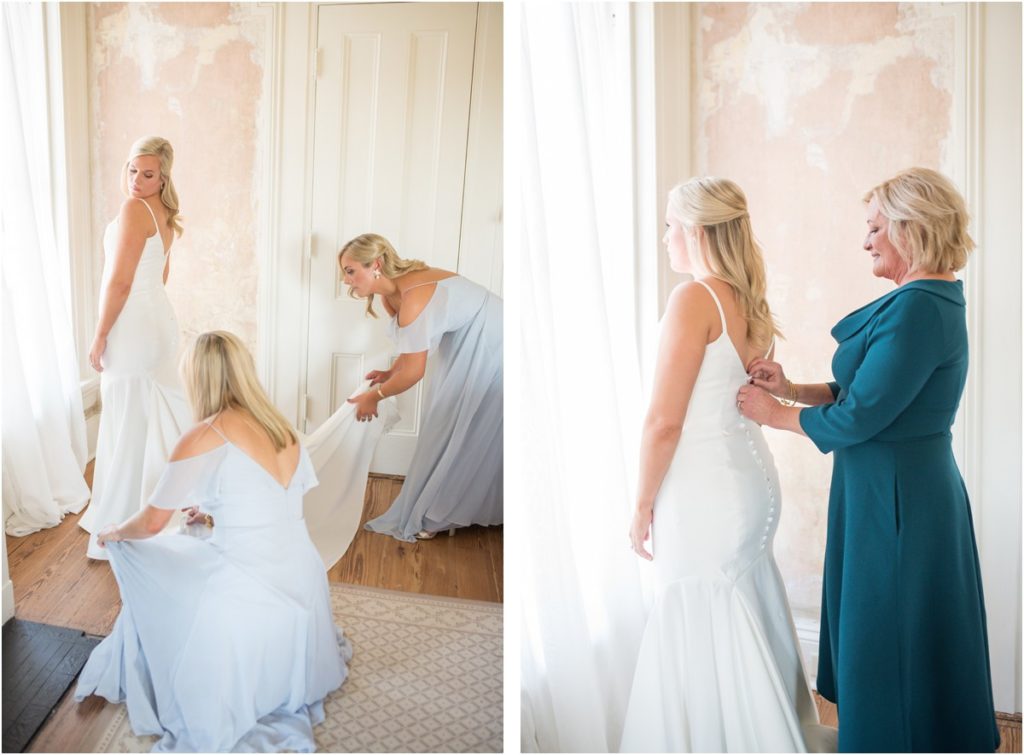 bride and bridesmaids getting ready at illges house in columbus, ga