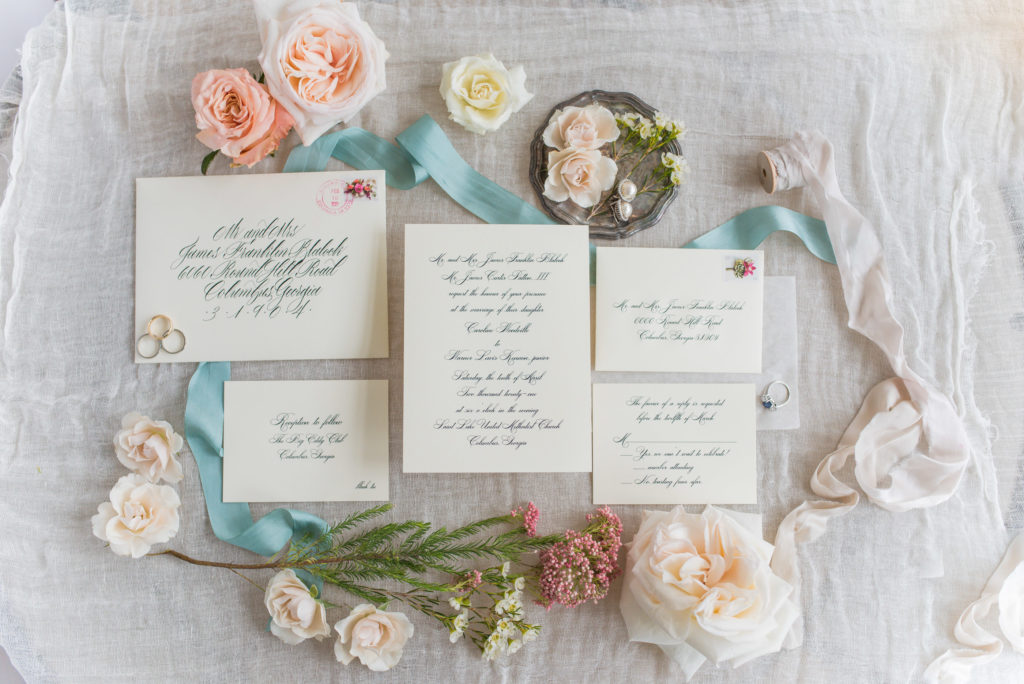 big eddy club wedding, luxury wedding photographer, traditional and exquisite cream wedding invitation suite with garden roses