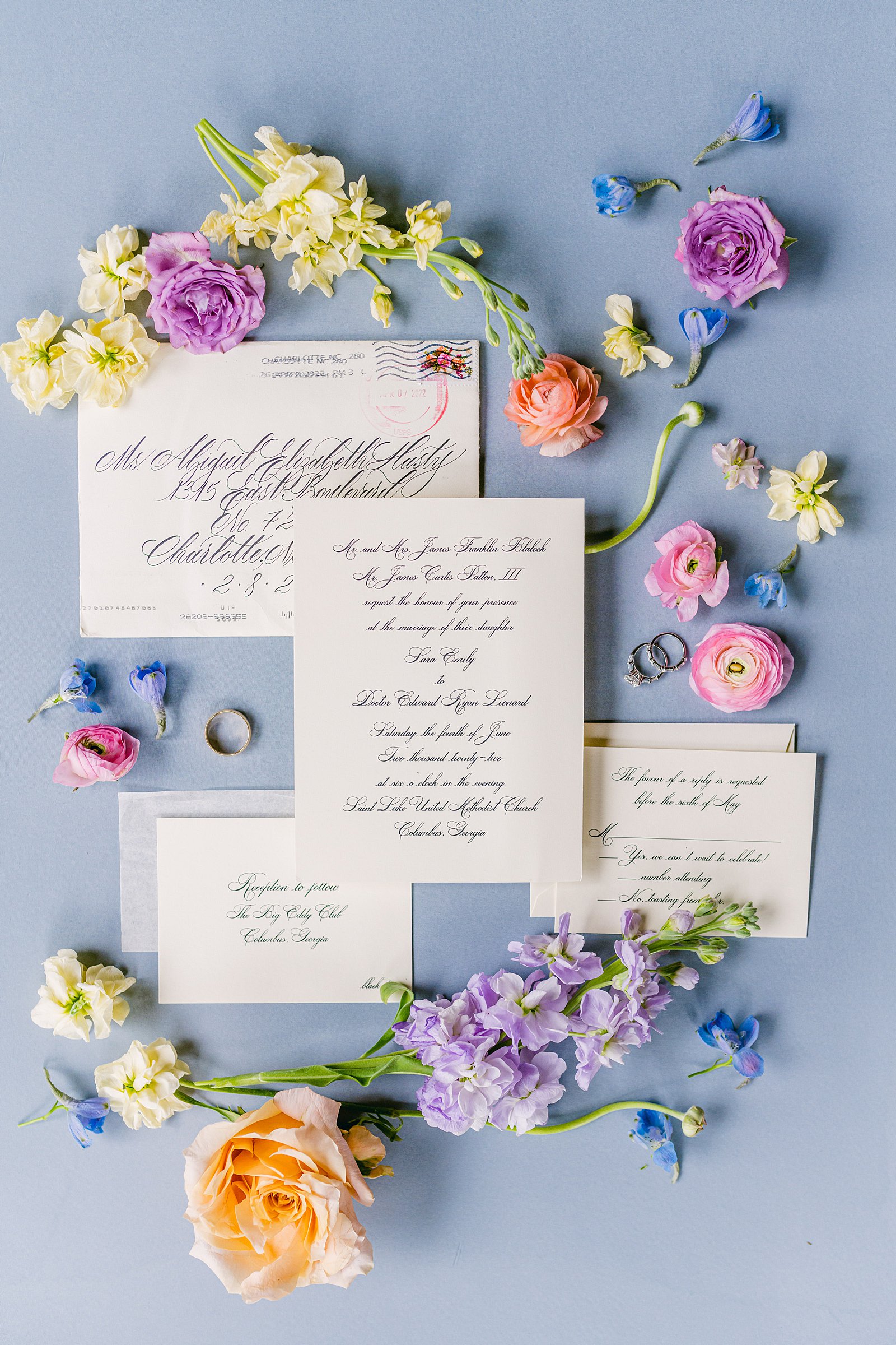 columbus ga wedding
wedding invitation suite with blue background