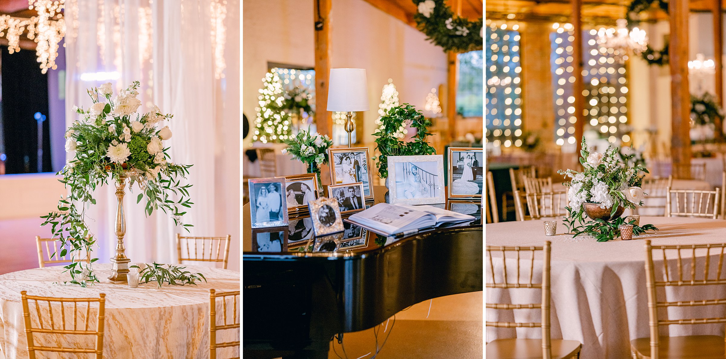 Columbus, Ga wedding at the Bibb Mill a winter wedding wonderland with gold, green, and white